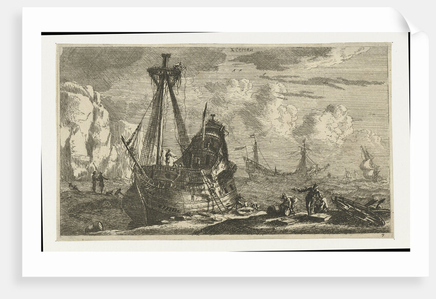 Dismantled sailing ship by Reinier Nooms