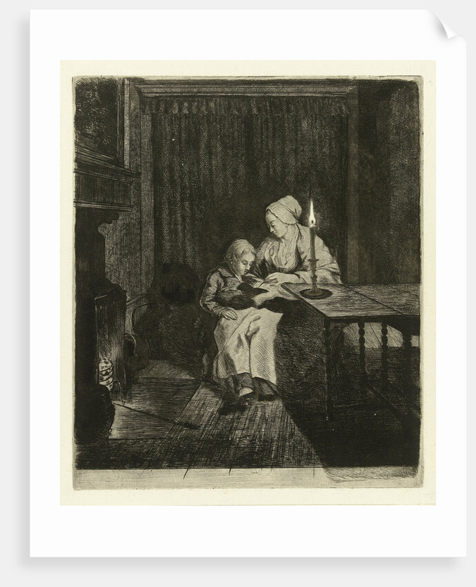 Mother teaching her son by Louis Bernard Coclers