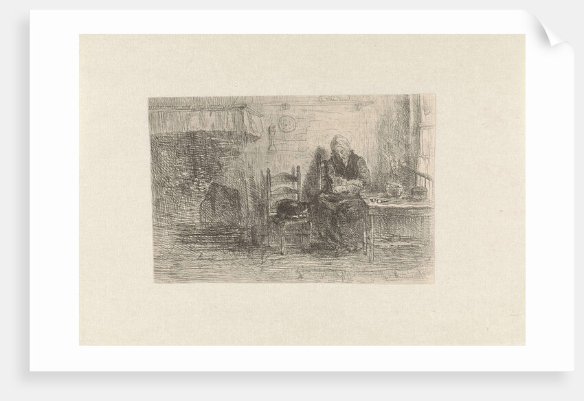 Interior with old woman by Jozef Israëls