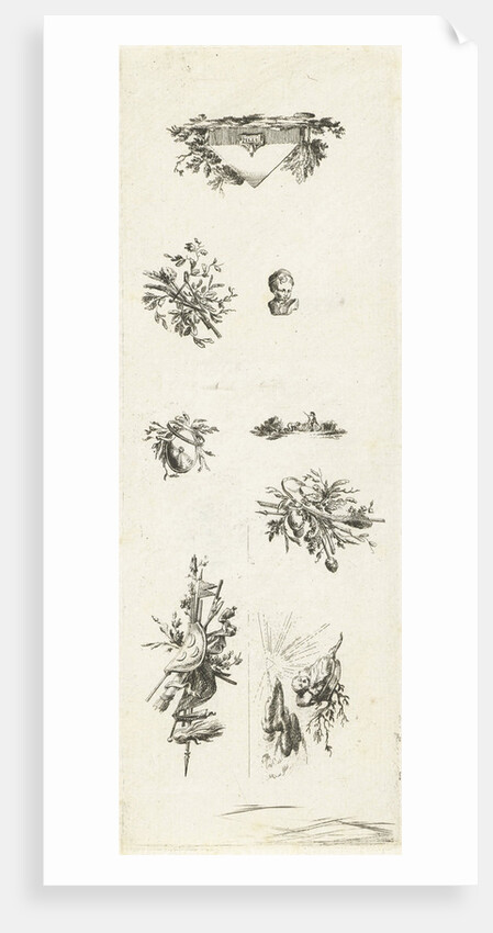 Leaf with eight vignettes by Willem Bilderdijk