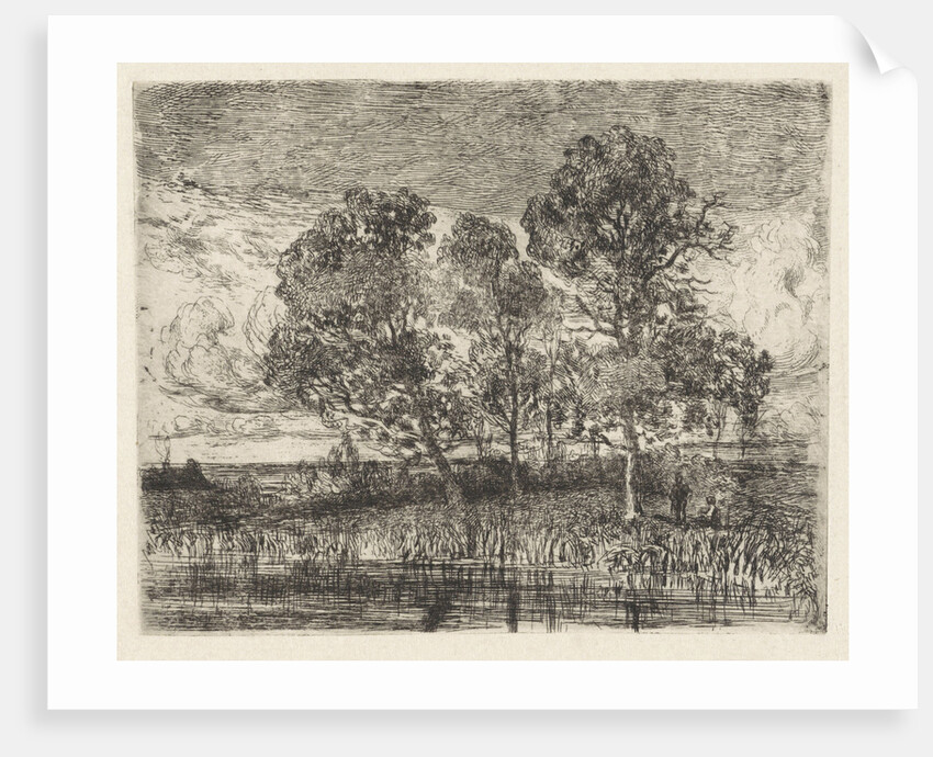 Three trees on a shore by Augustinus Jacobus Bernardus Wouters