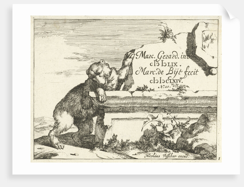 Bear near stone wall by Nicolaes Visscher I
