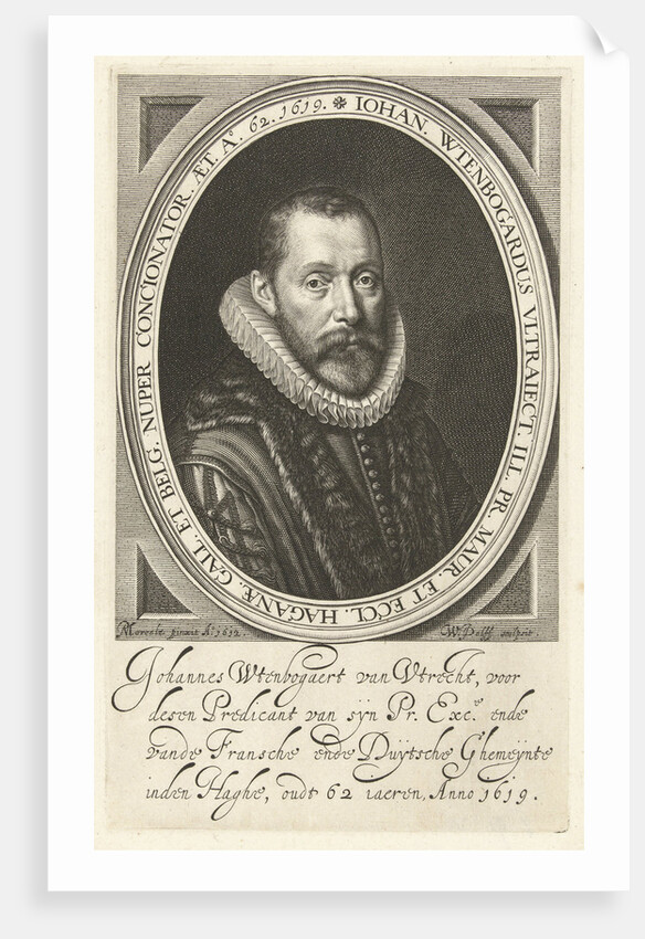 Portrait of Johannes Wtenbogaert at the age of 62 by Willem Jacobsz. Delff