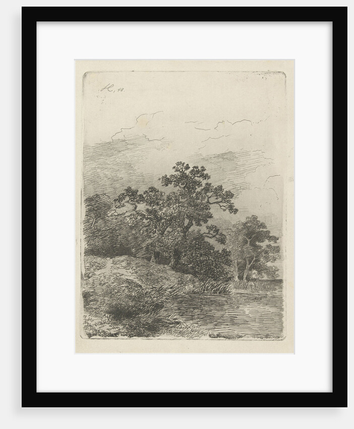 Forest scene with a lake by Remigius Adrianus Haanen