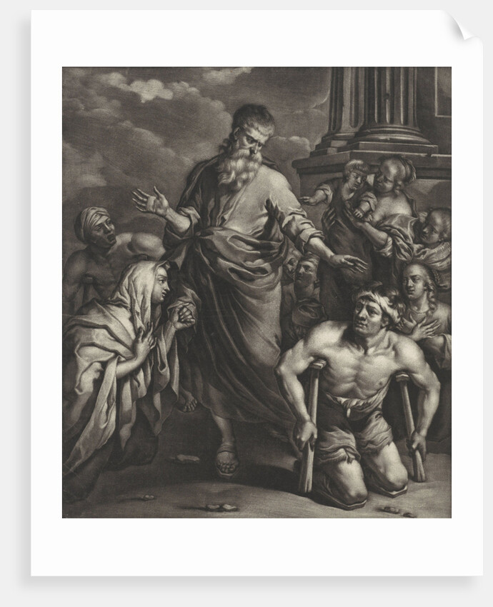 Peter heals a crippled person before the temple by Jan van Somer