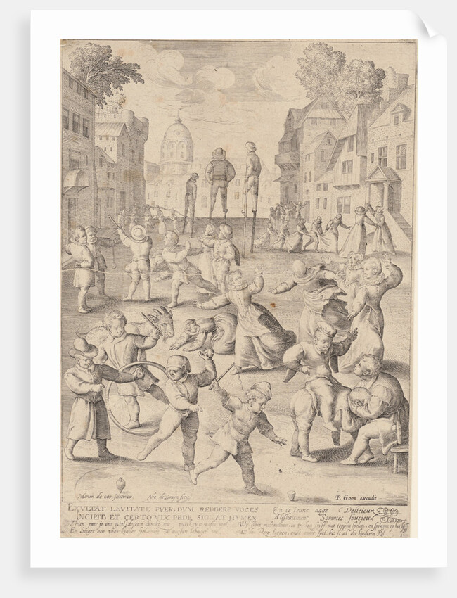 First life phase of ten years, with children playing by Pieter Goos