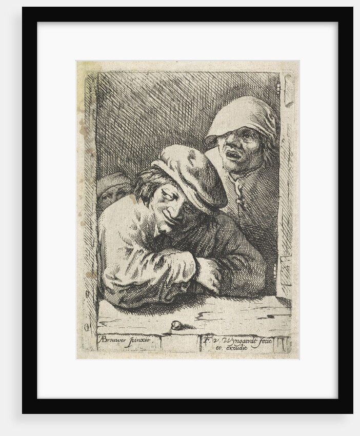 Three farmers at a window by Frans van den Wijngaerde