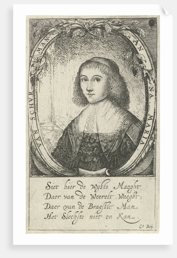 Portrait of Anna Maria van Schurman, Paulus Lesire by Cornelis Boey