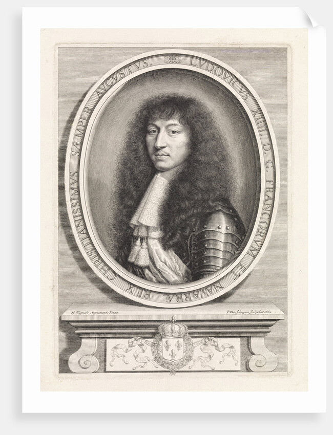 Portrait of Louis XIV, king of France, with lace collar with two brushes by Nicolas Mignard