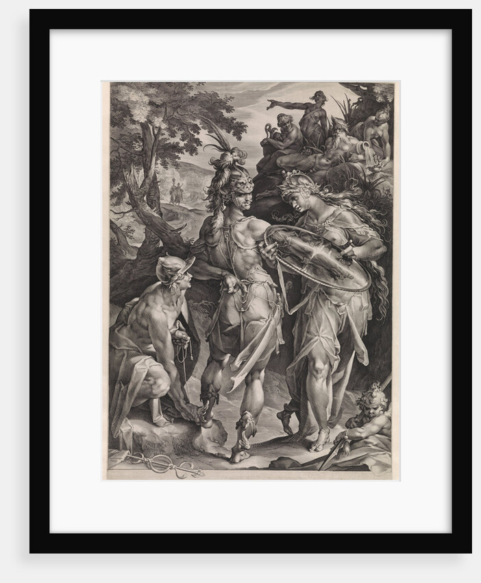 Minerva and Mercury arm Perseus by Bartholomeus Spranger