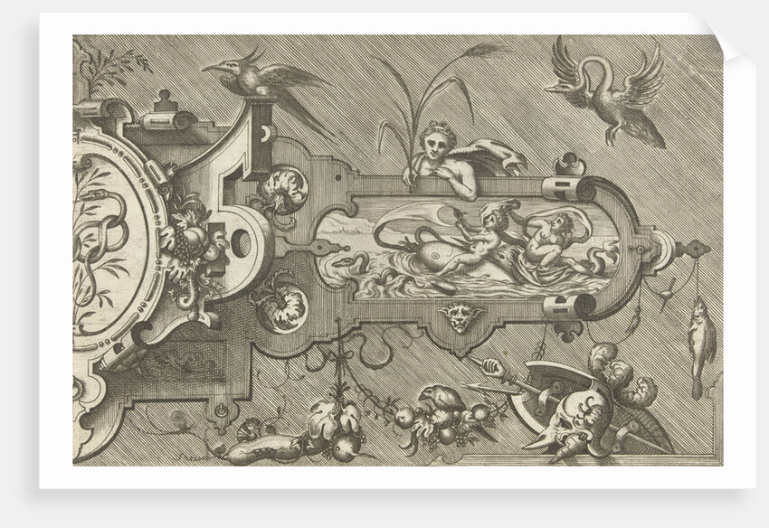 Right Half of a large cartouche, including a snake by Hieronymus Cock