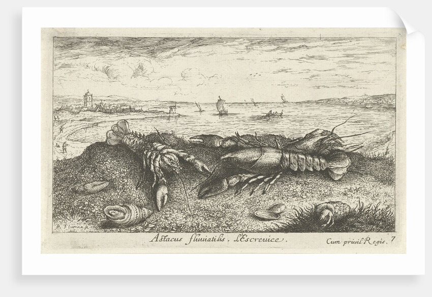 River Landscape with crayfish in the foreground by Albert Flamen