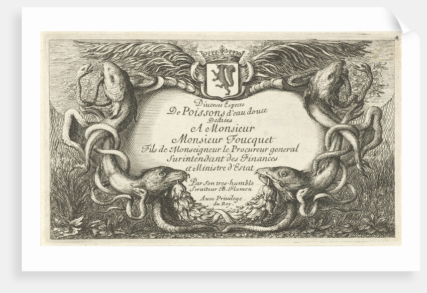 Cartouche with fish and water hoses by Claes Jansz. Visscher II