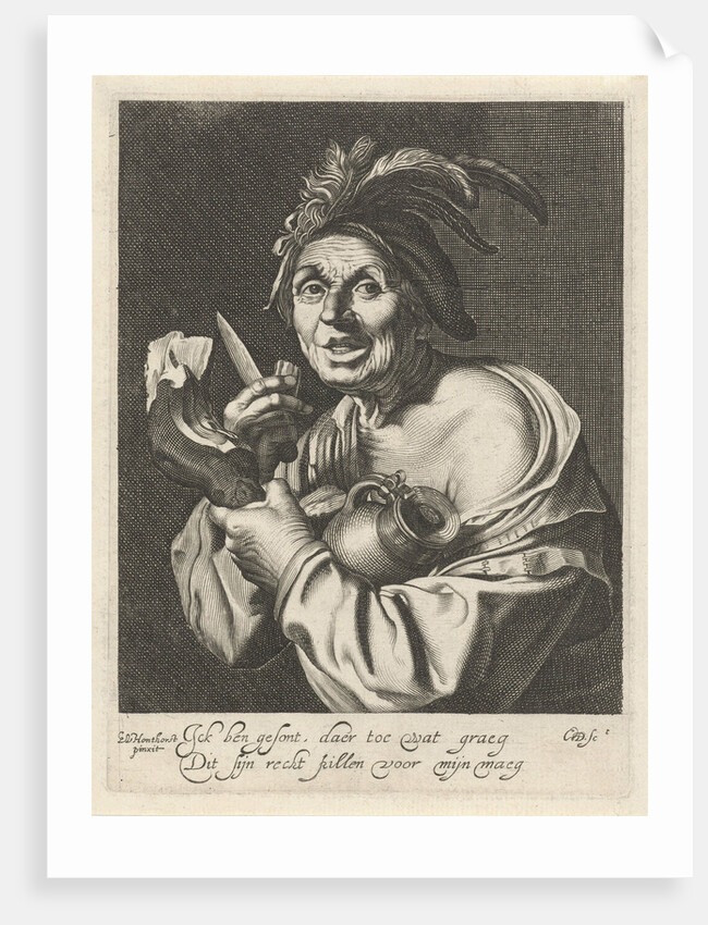 Man eating fresh ham by Anonymous