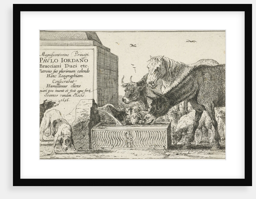 Animals at a fountain by Jan van den Hecke I