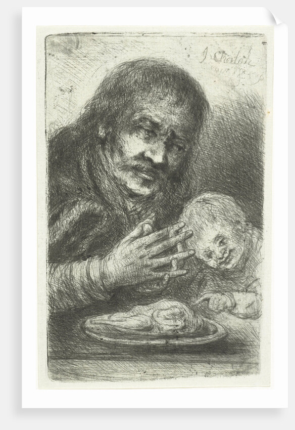 Man and child at the dinner table by Jan Chalon