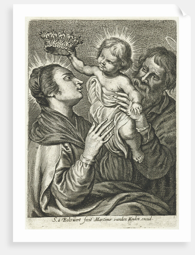 Joseph with Christ Child crown put on head of Mary by Martinus van den Enden
