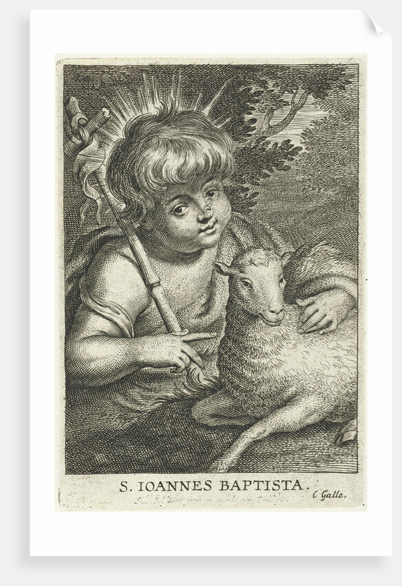 John the Baptist as a child with cross banner and lamb by Cornelis Galle II