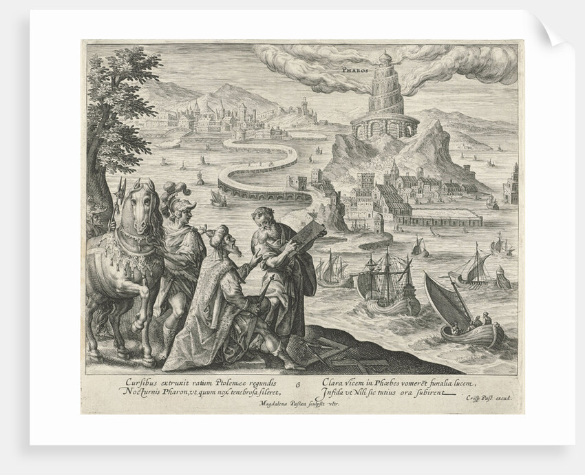 Lighthouse of Alexandria, Magdalena van de Passe, Maerten de Vos by Crispijn van de Passe I