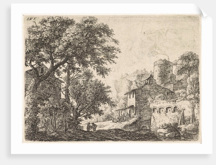 City wall with an inn by Anthonie Waterloo