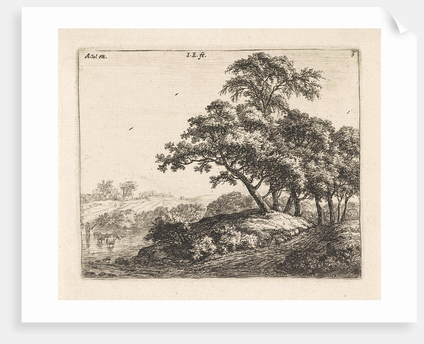 Flock of sheep in a river by Anthonie Waterloo