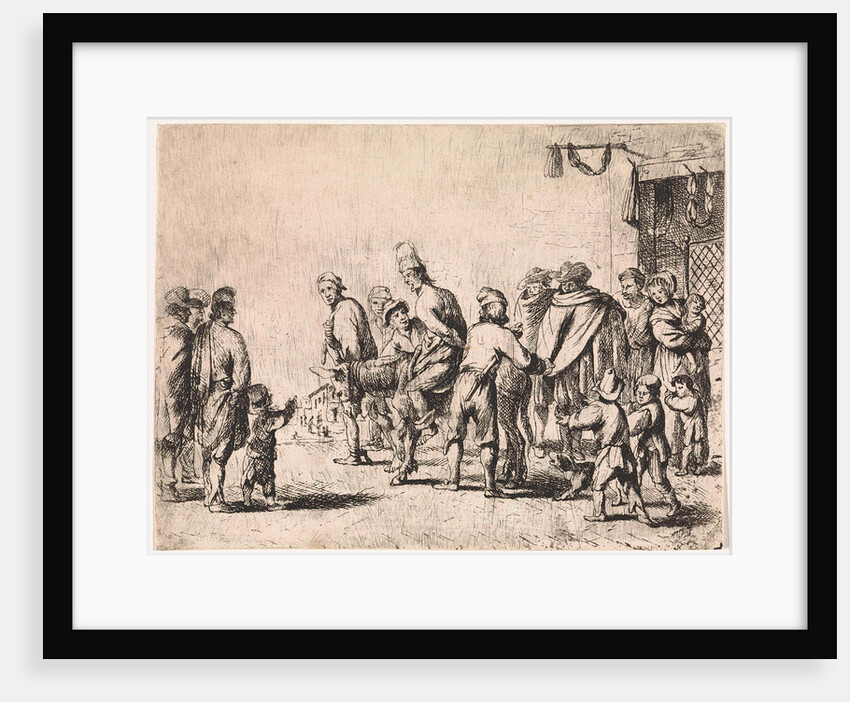 Man tied up on a donkey by Cornelis de Wael