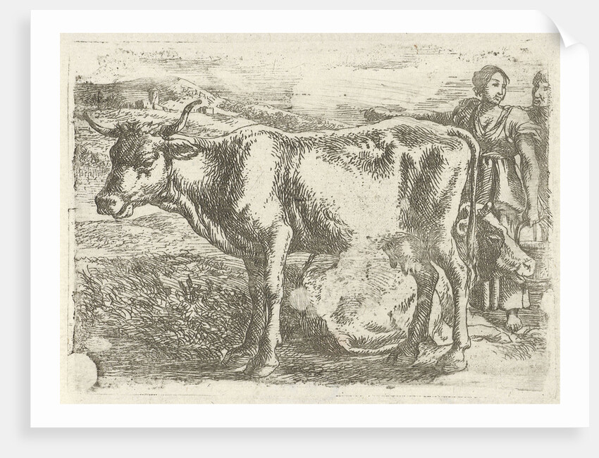 Milkmaid with cow by Jan van Ossenbeeck