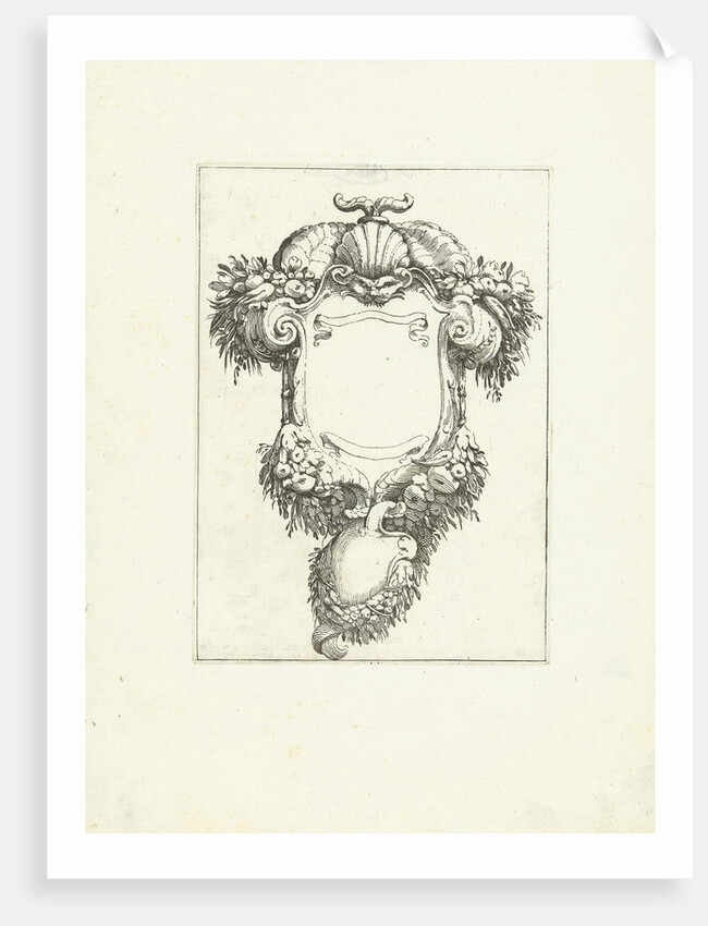 Cartouche with mask and cornucopias by Anonymous