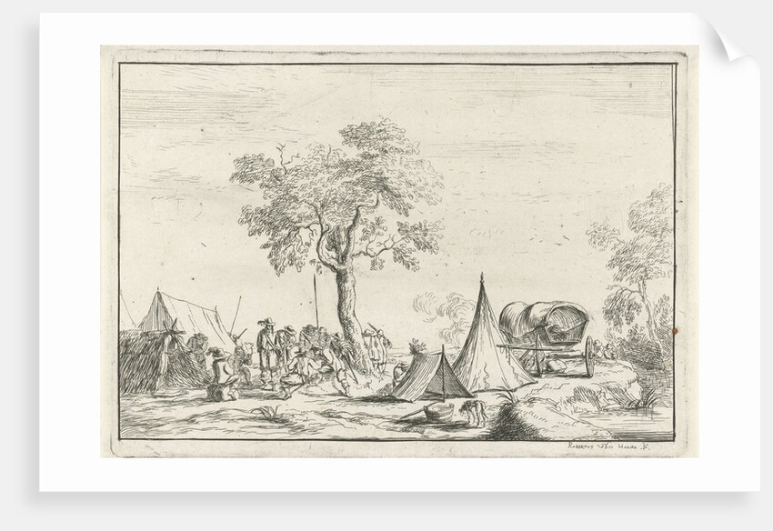 encampment with a pointed tent by Hendrik Hoogers