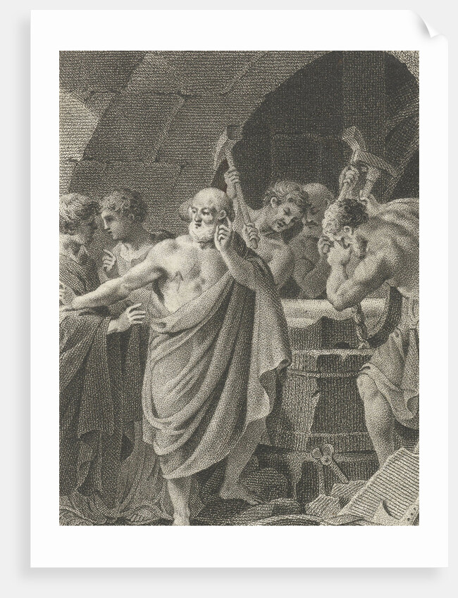 Pythagoras discovered the size ratio in the drawing by Lambertus Antonius Claessens