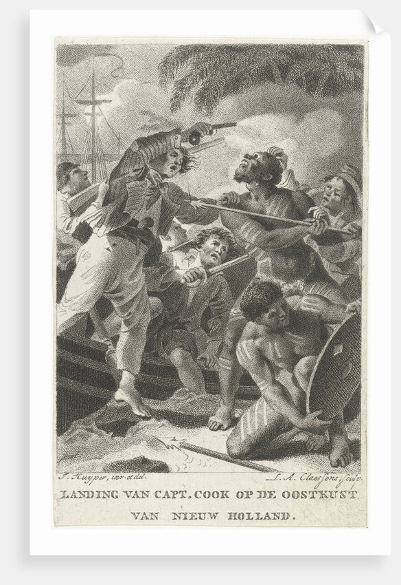 Captain Cook landed in New Holland (Australia) by Lambertus Antonius Claessens