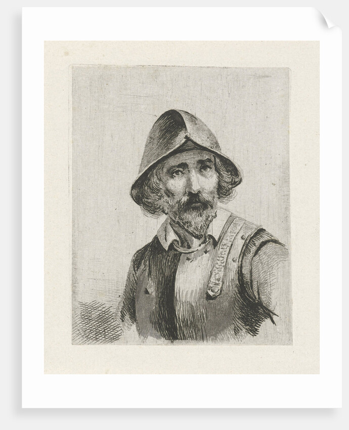 Man wearing armour and a helmet by Christiaan Wilhelmus Moorrees