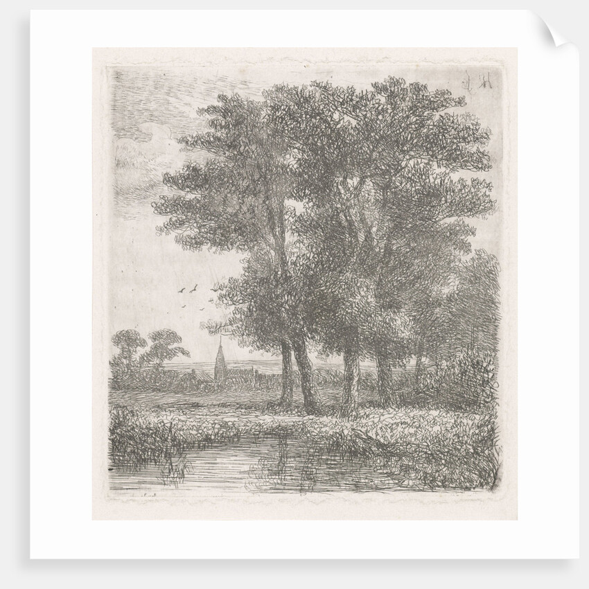 Four trees in a fen by Hermanus Jan Hendrik van Rijkelijkhuysen