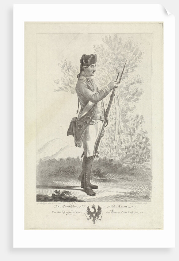 Prussian musketeer with musket and bayonet by Mathias de Sallieth