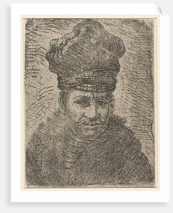 Bust of a man with a Polish hat by Rembrandt Harmensz. van Rijn