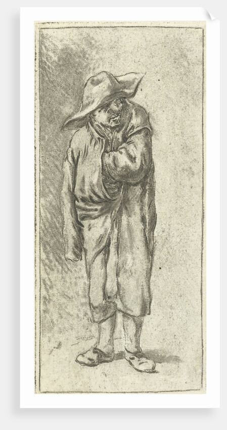 Standing farmer with hand and arm into his cloak by Adriaen van Ostade