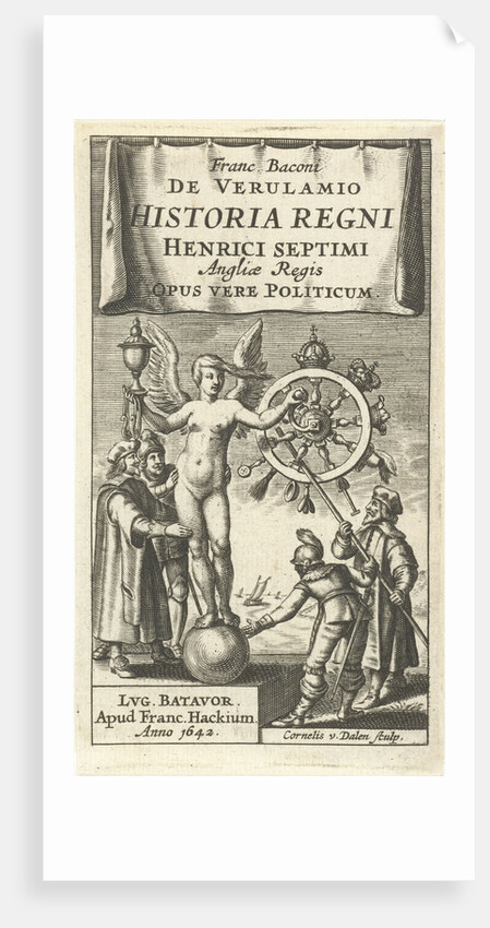 Naked Fortuna globe rotates the wheel of fortune around by Franciscus Hackius