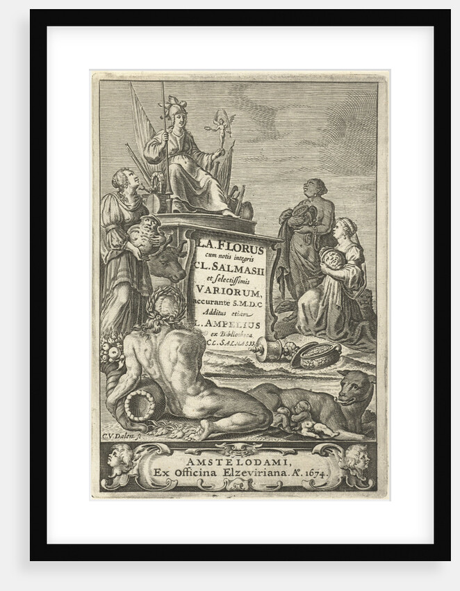Personifications of Europe, Asia and Africa offer Rome gifts by Cornelis van Dalen I