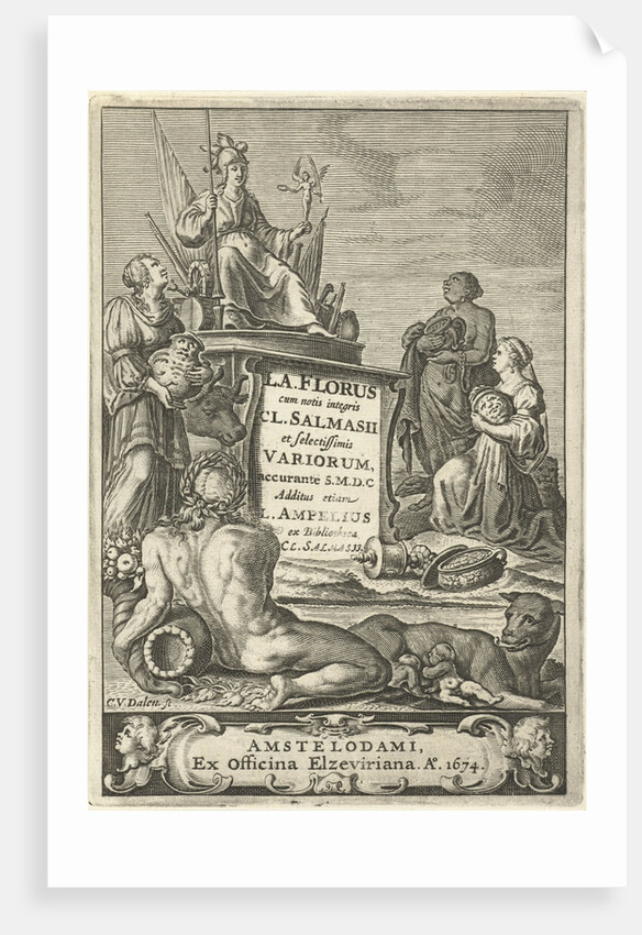 Personifications of Europe, Asia and Africa offer Rome gifts by Cornelis van Dalen I