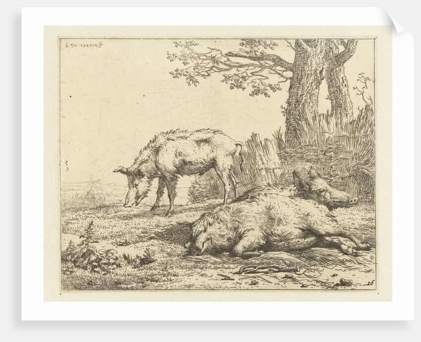 Three pigs in a hedge by Karel Dujardin