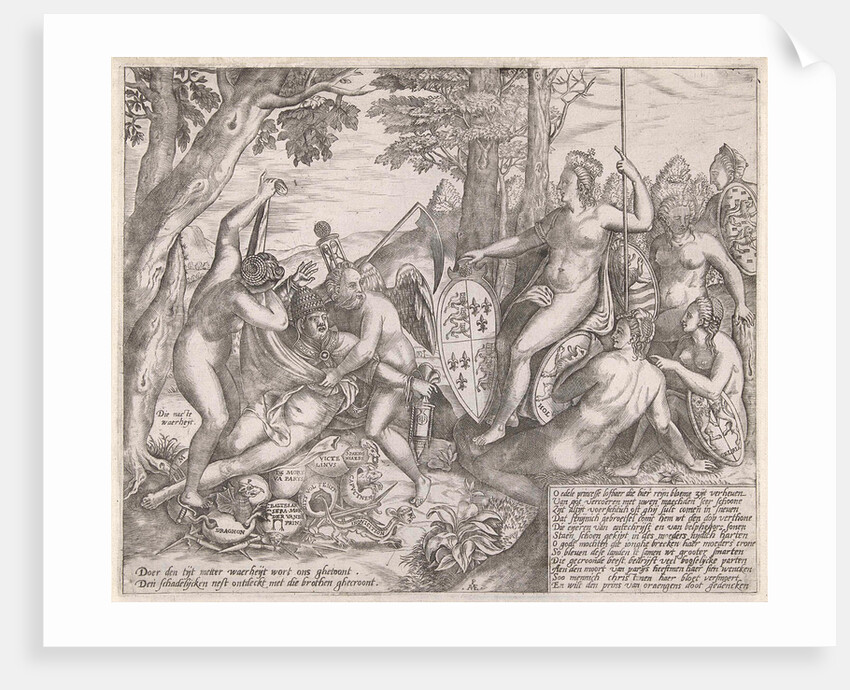 Allegorical cartoon which the personifications of Truth and Time reveal the nest where the pope hatching all kinds of conspiracies by Pieter van der Heyden