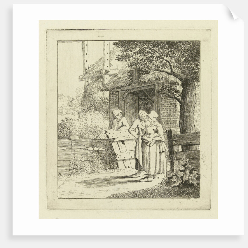 Two women and a man on a farm by Marie Lambertine Coclers