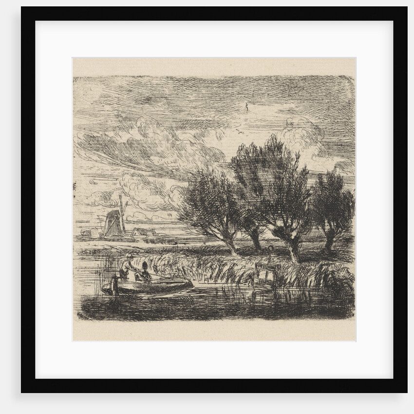 Willows at the waterside by Augustinus Jacobus Bernardus Wouters