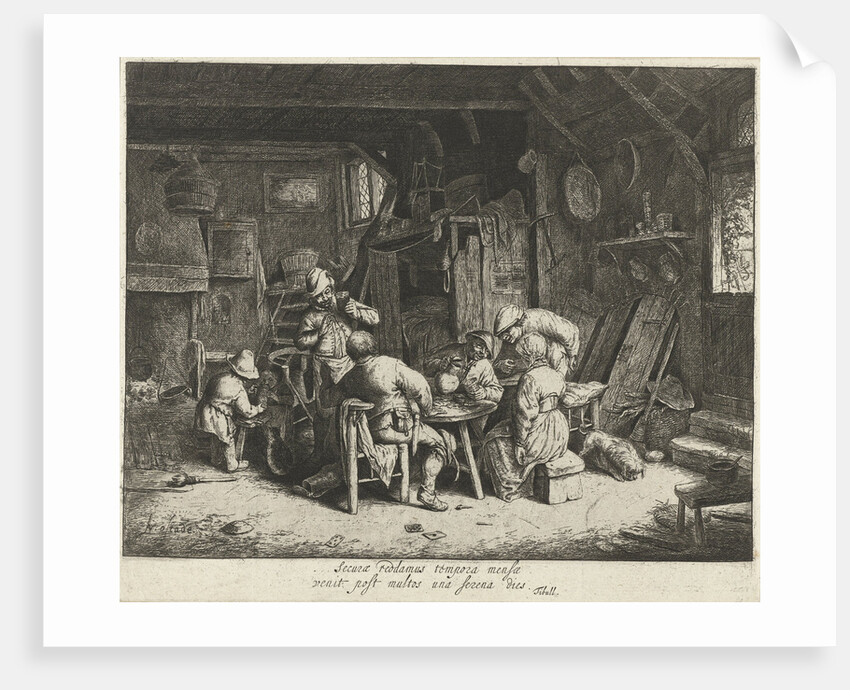 Farmers to a meal at an inn by Adriaen van Ostade