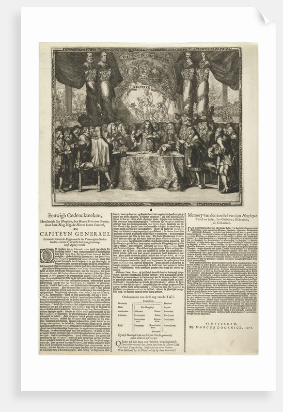 Presentation and description of the appointment of Prince William III as captain-general of the Dutch armed forces by Romeyn de Hooghe