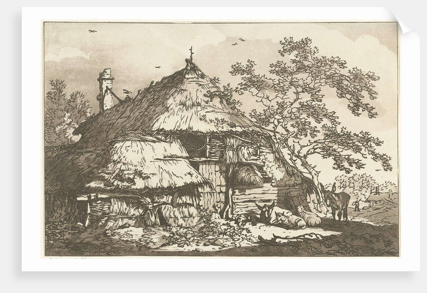 Farm in the yard with a cow, two sheep and a donkey by Timothy Sheldrake