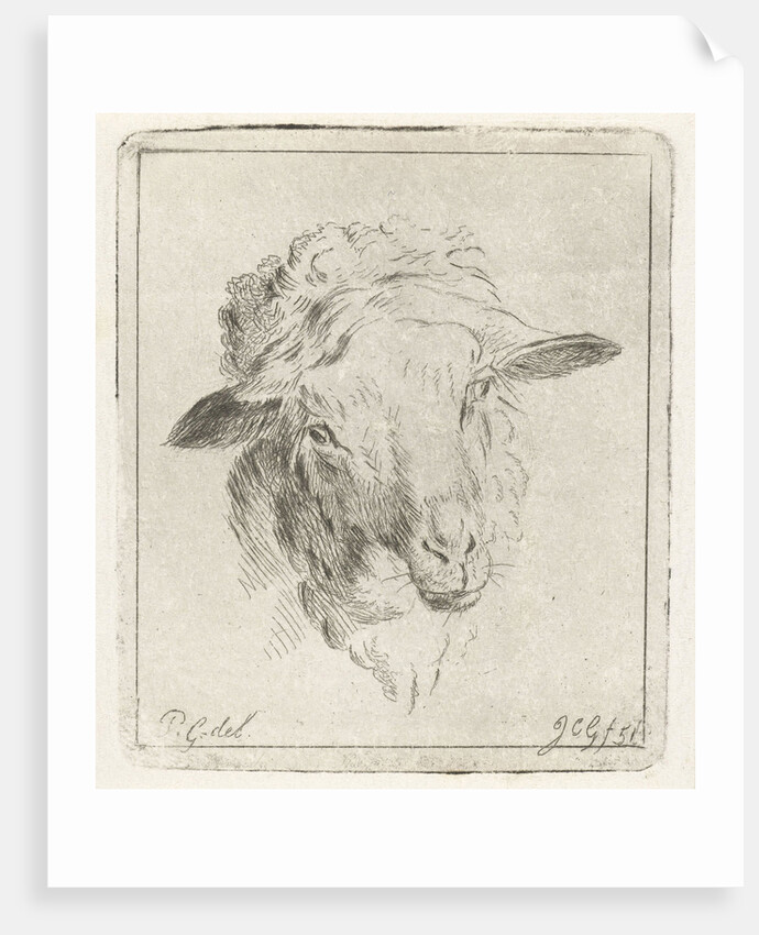Head of a sheep by Jacobus Cornelis Gaal