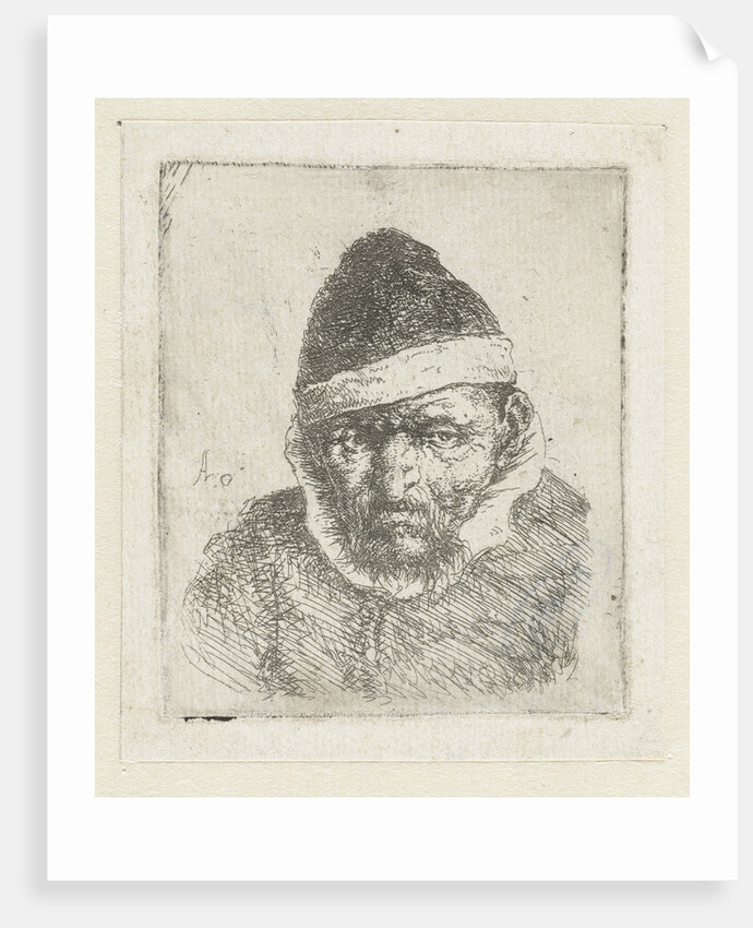 Bust of an old peasant with a pointed hat by Adriaen van Ostade