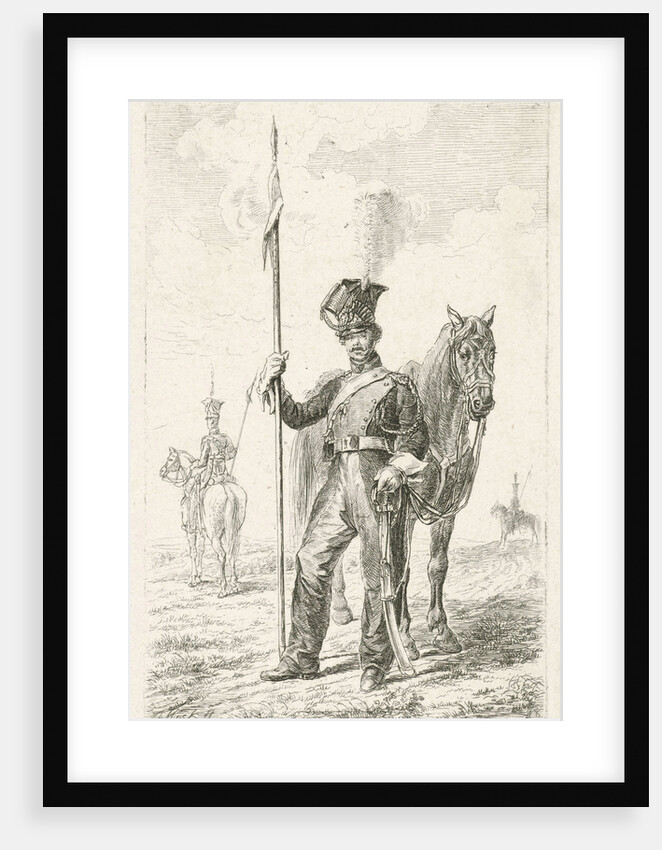 Soldier with a spear beside his horse by Johannes Mock
