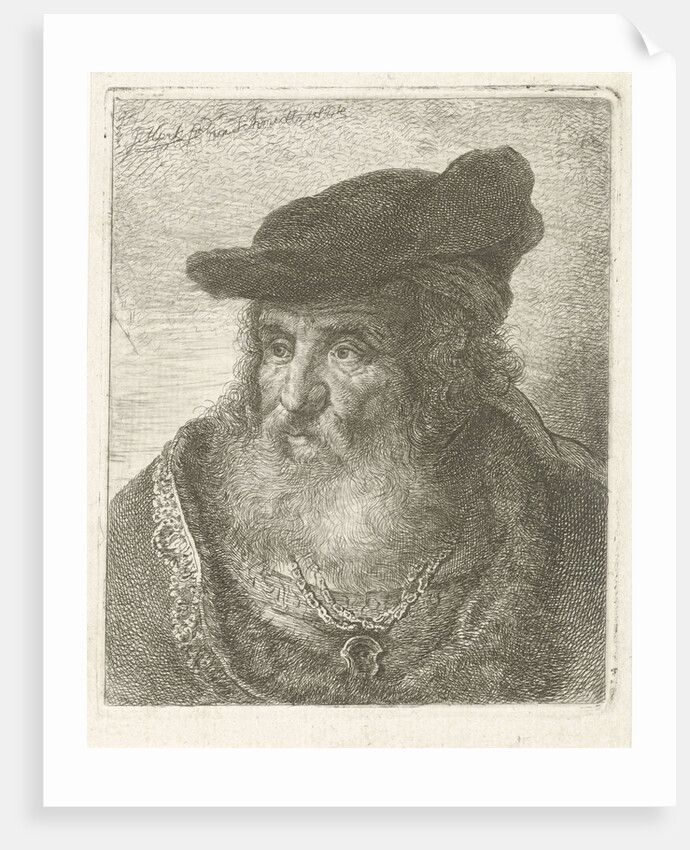 Portrait of an old man with beret by Johannes Mock